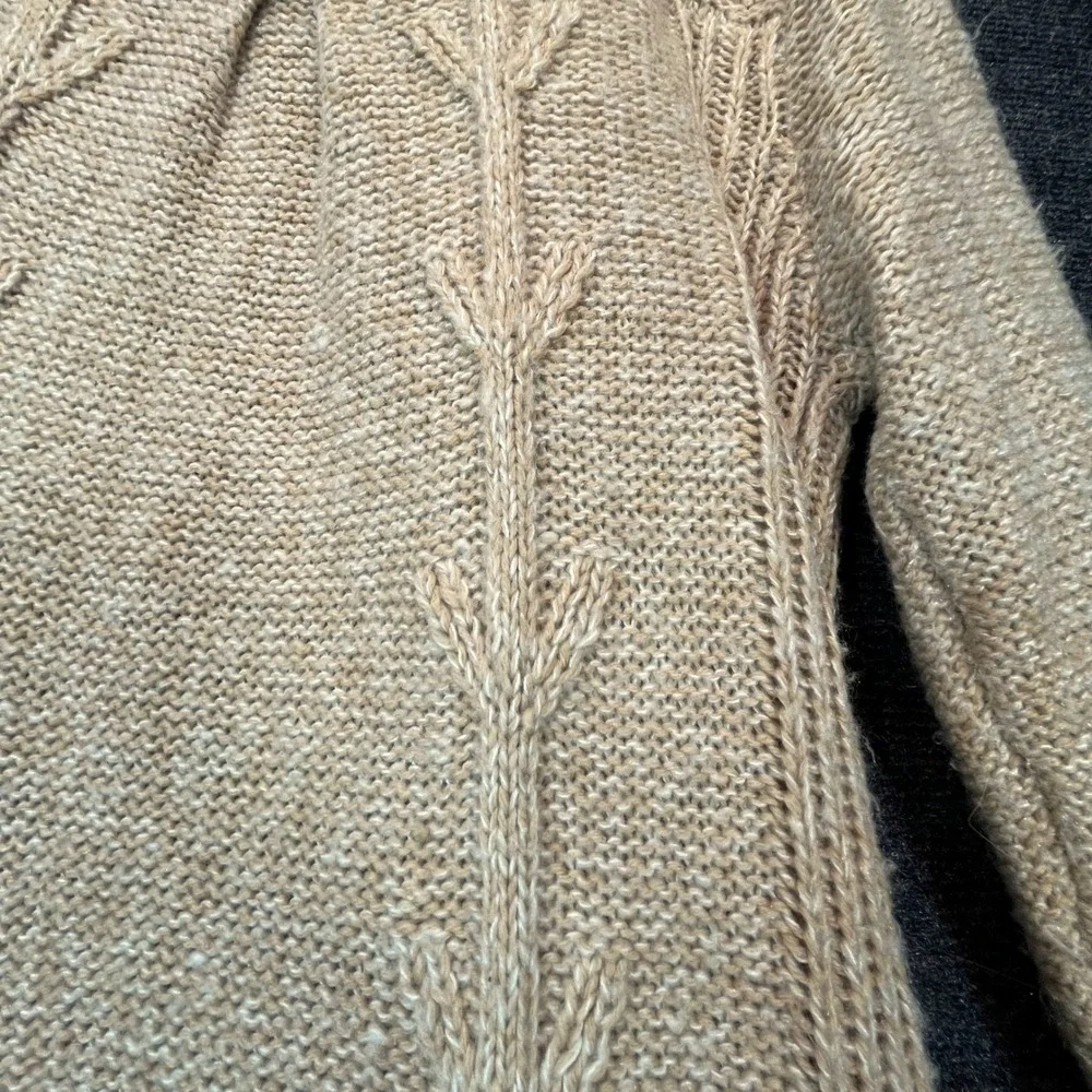 The Limited Longline Cardigan Duster M Camel Brown Wool Blend Cable Knit Peasant